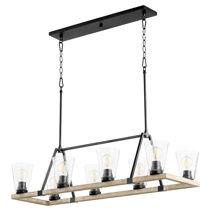 Quorum Paxton 8 Light 15.5" Chandelier, Noir/Weathered Oak Finish