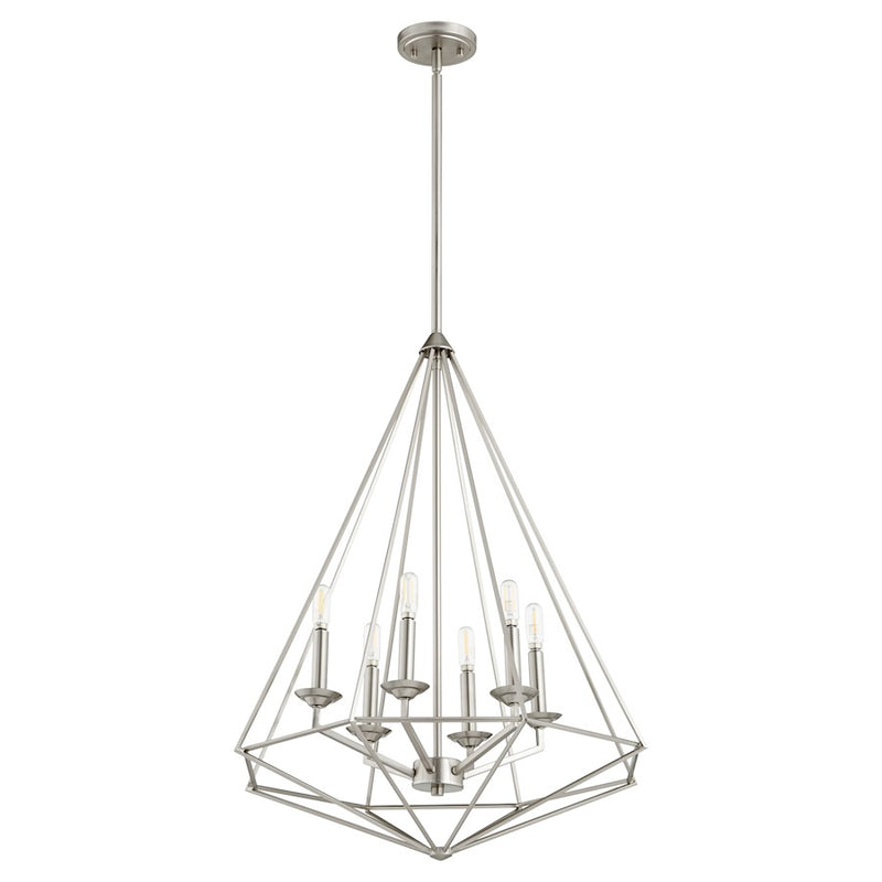 Quorum Bennett 6 Light Pendant, Satin Nickel