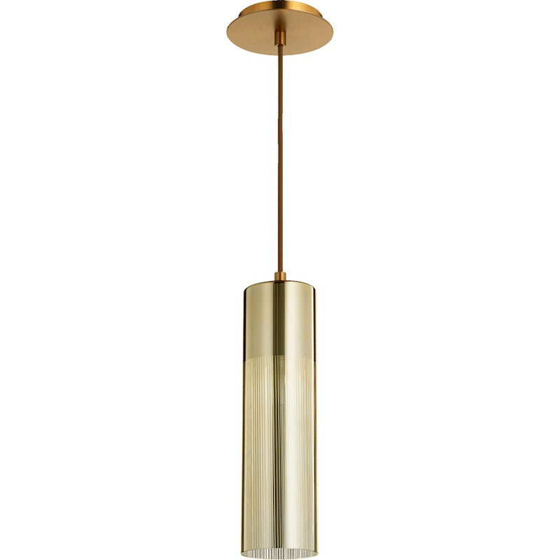 Quorum 1 Light 14' Pendant, Aged Brass