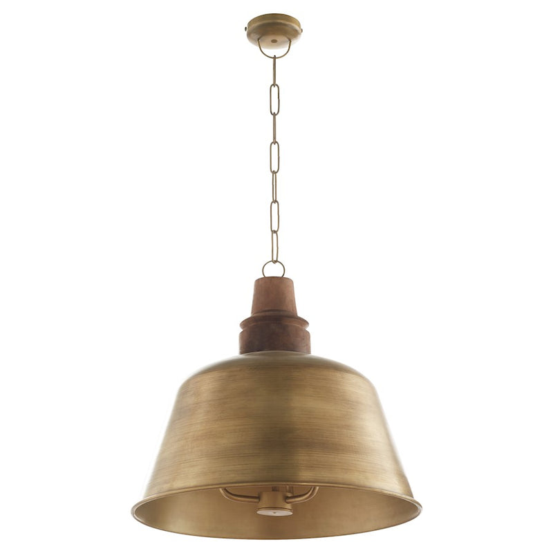 Quorum Artisan 3Lt Wood Pendant, Artisan Brass