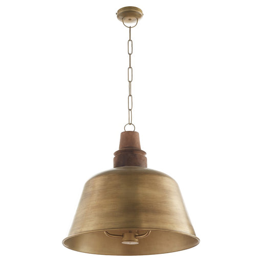 Quorum Artisan 3Lt Wood Pendant, Artisan Brass