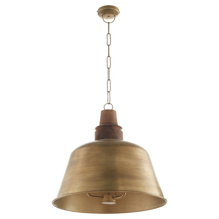 Quorum Artisan 3Lt Wood Pendant, Artisan Brass