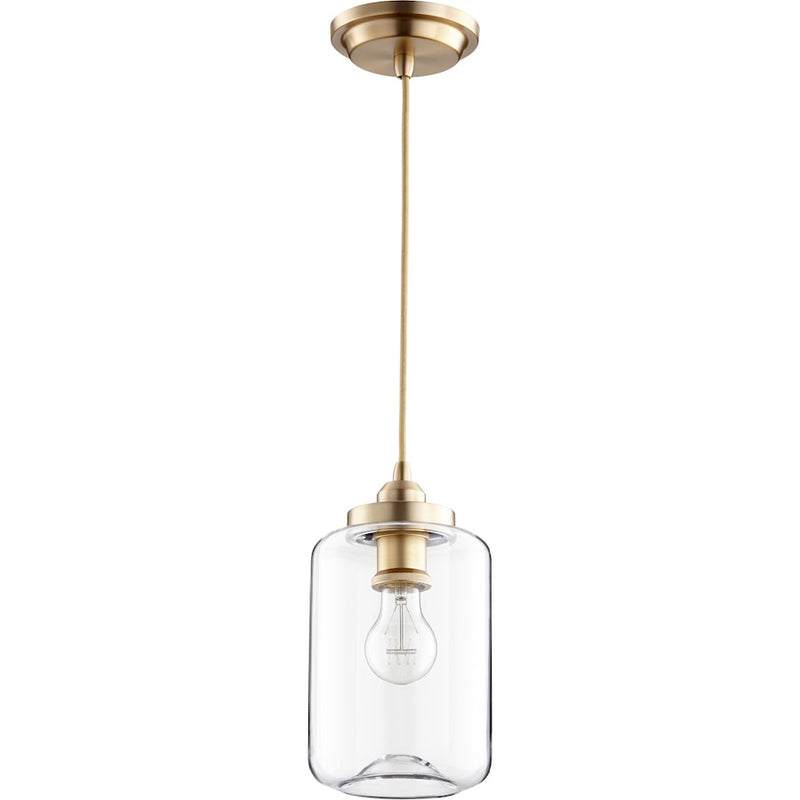Quorum 1 Light 5.75' Pendant, Aged Brass