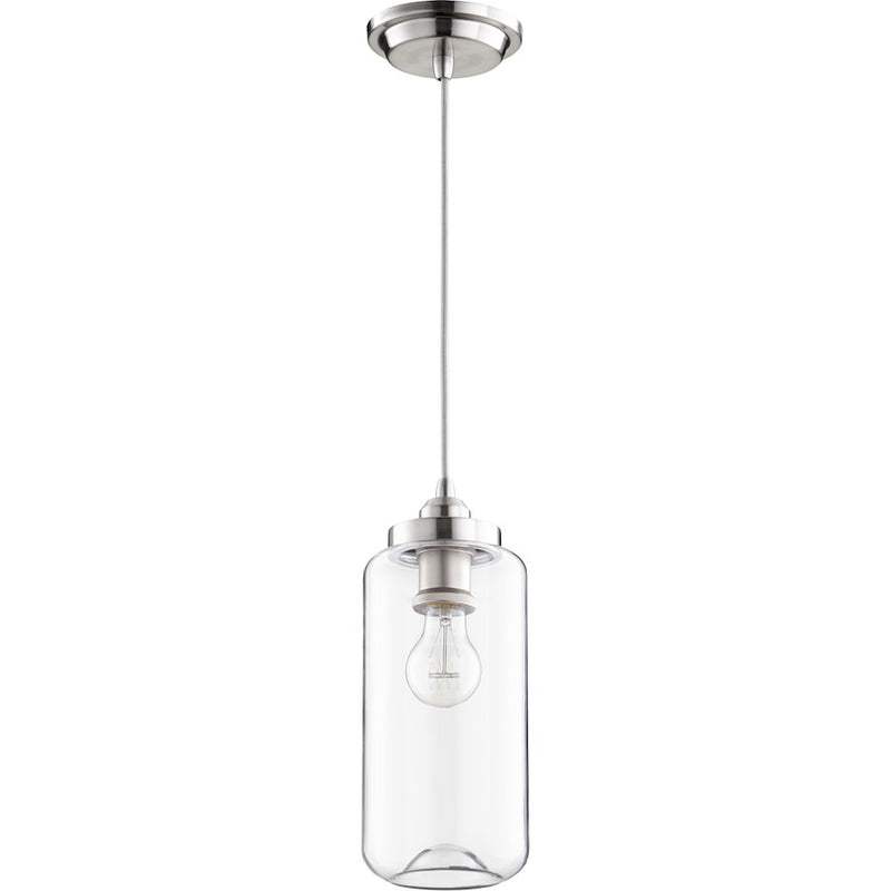 Quorum 1 Light 12.75' Pendant, Satin Nickel