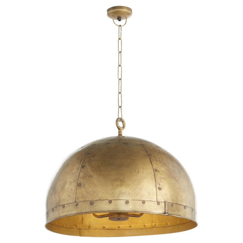 Quorum Artisan 3Lt Dome Pendant, Artisan Brass