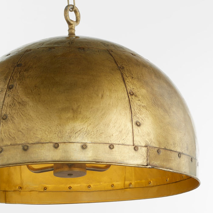 Quorum Artisan 3Lt Dome Pendant, Artisan Brass