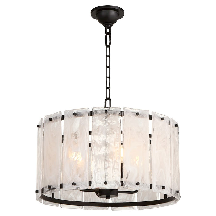 Quorum Prestige 4Lt Pendant, Matte Black/Clear/Alabaster