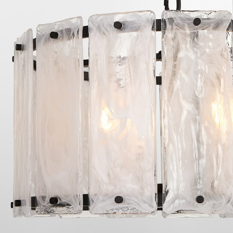 Quorum Prestige 4Lt Pendant, Matte Black/Clear/Alabaster