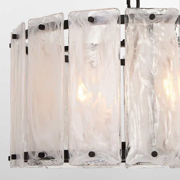 Quorum Prestige 4Lt Pendant, Matte Black/Clear/Alabaster