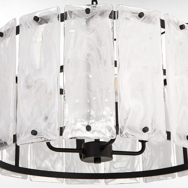 Quorum Prestige 4Lt Pendant, Matte Black/Clear/Alabaster
