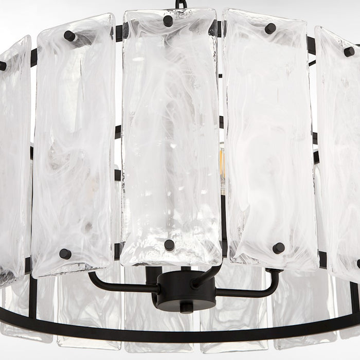Quorum Prestige 4Lt Pendant, Matte Black/Clear/Alabaster