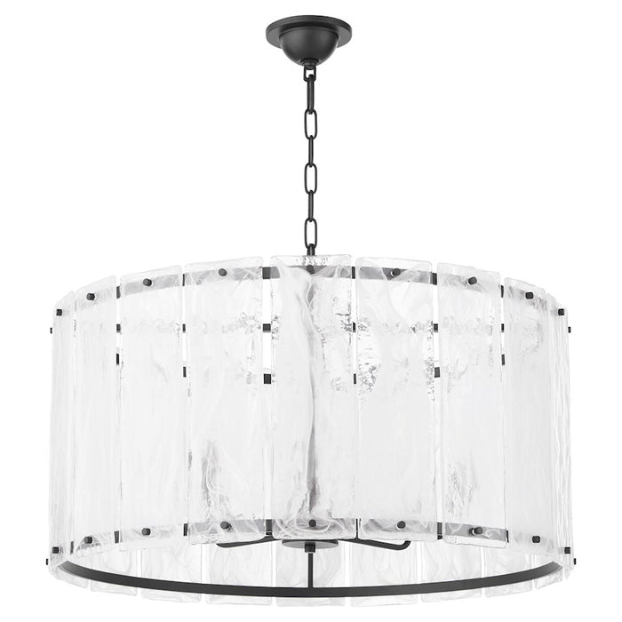 Quorum Prestige 8Lt Pendant, Matte Black/Clear/Alabaster - 8575-8-59