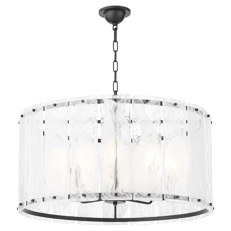 Quorum Prestige 8Lt Pendant, Matte Black/Clear/Alabaster