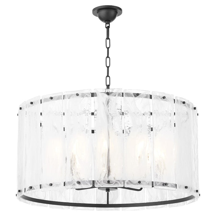 Quorum Prestige 8Lt Pendant, Matte Black/Clear/Alabaster