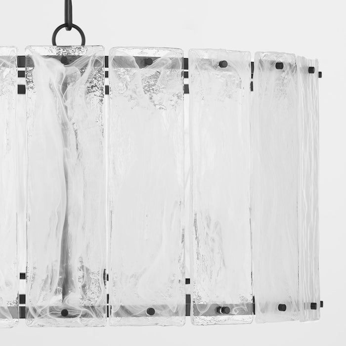Quorum Prestige 8Lt Pendant, Matte Black/Clear/Alabaster