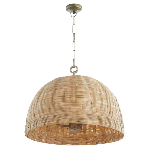 Quorum 24" Wicker Pendant, Artisan Brass