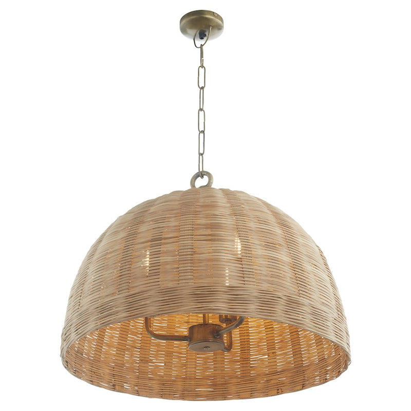Quorum 24" Wicker Pendant, Artisan Brass