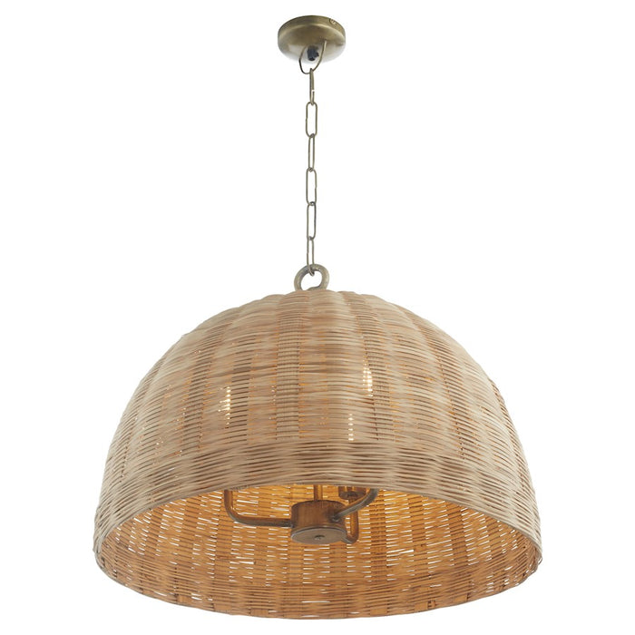 Quorum 24" Wicker Pendant, Artisan Brass