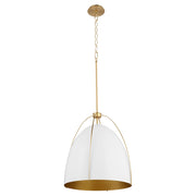 Quorum Jamie 3Lt 18" Pendant, Studio White/Aged Brass - 860-3-0880