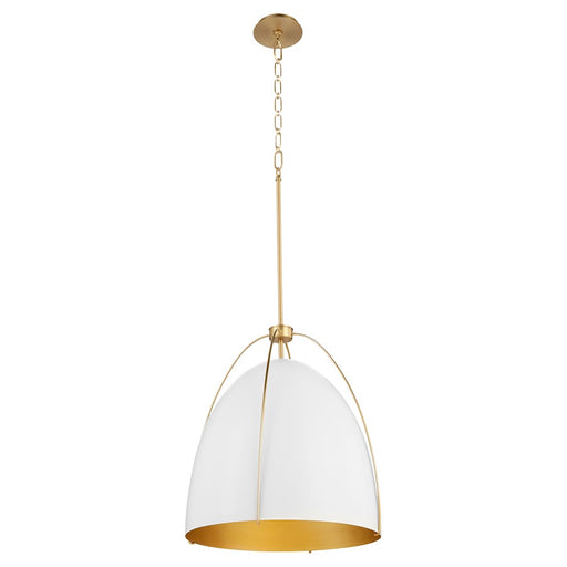 Quorum Jamie 3Lt 18" Pendant, Studio White/Aged Brass