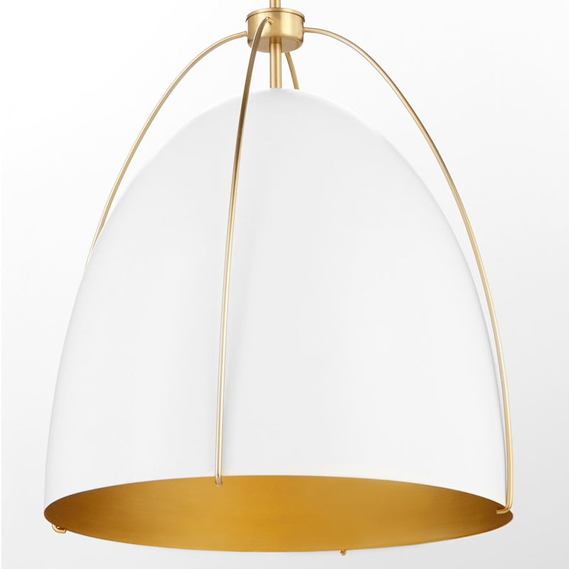Quorum Jamie 3Lt 18" Pendant, Studio White/Aged Brass