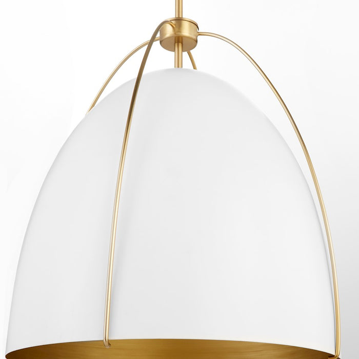 Quorum Jamie 3Lt 18" Pendant, Studio White/Aged Brass