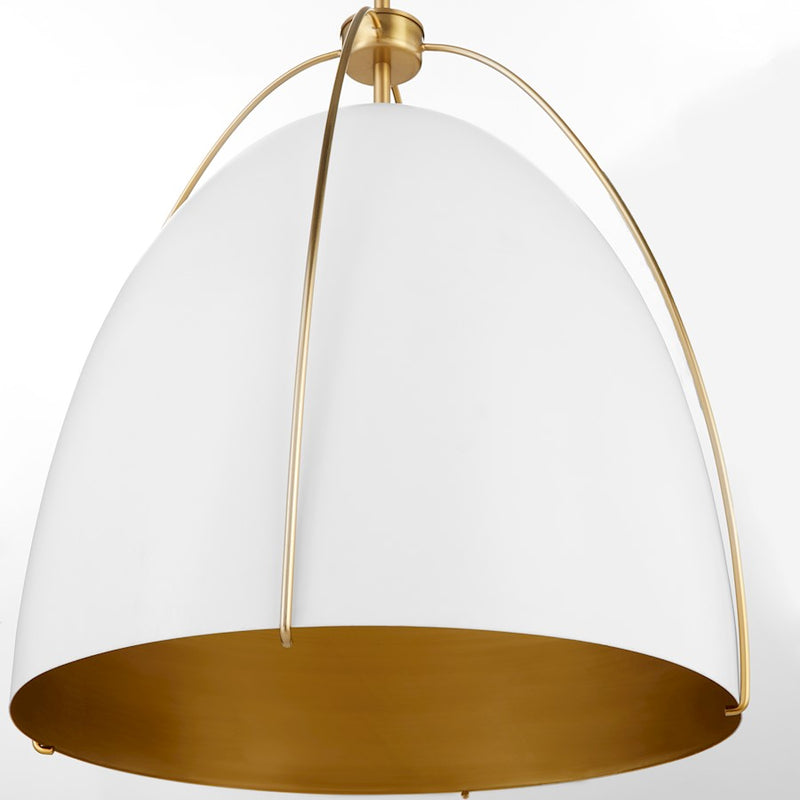 Quorum Jamie 3Lt 18" Pendant, Studio White/Aged Brass