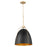 Quorum Jamie 3Lt 18" Pendant, Matte Black/Aged Brass - 860-3-5980