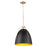 Quorum Jamie 3Lt 18" Pendant, Matte Black/Aged Brass