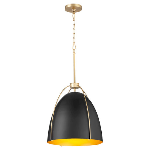 Quorum Jamie 3Lt 18" Pendant, Matte Black/Aged Brass