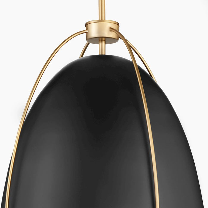 Quorum Jamie 3Lt 18" Pendant, Matte Black/Aged Brass