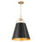 Quorum Ellen 1Lt 15" Pendant, Matte Black/Aged Brass