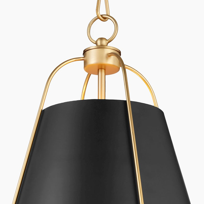 Quorum Ellen 1Lt 15" Pendant, Matte Black/Aged Brass