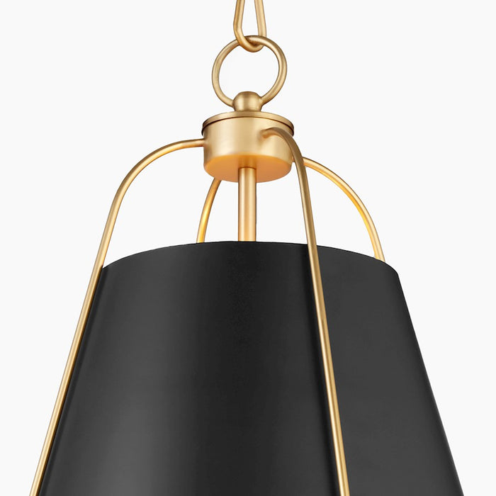 Quorum Ellen 1Lt 15" Pendant, Matte Black/Aged Brass
