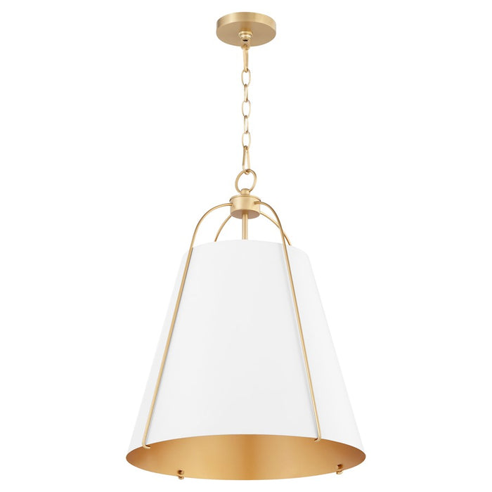 Quorum Ellen 3Lt 18" Pendant, Studio White/Aged Brass - 861-3-0880