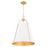 Quorum Ellen 3Lt 18" Pendant, Studio White/Aged Brass
