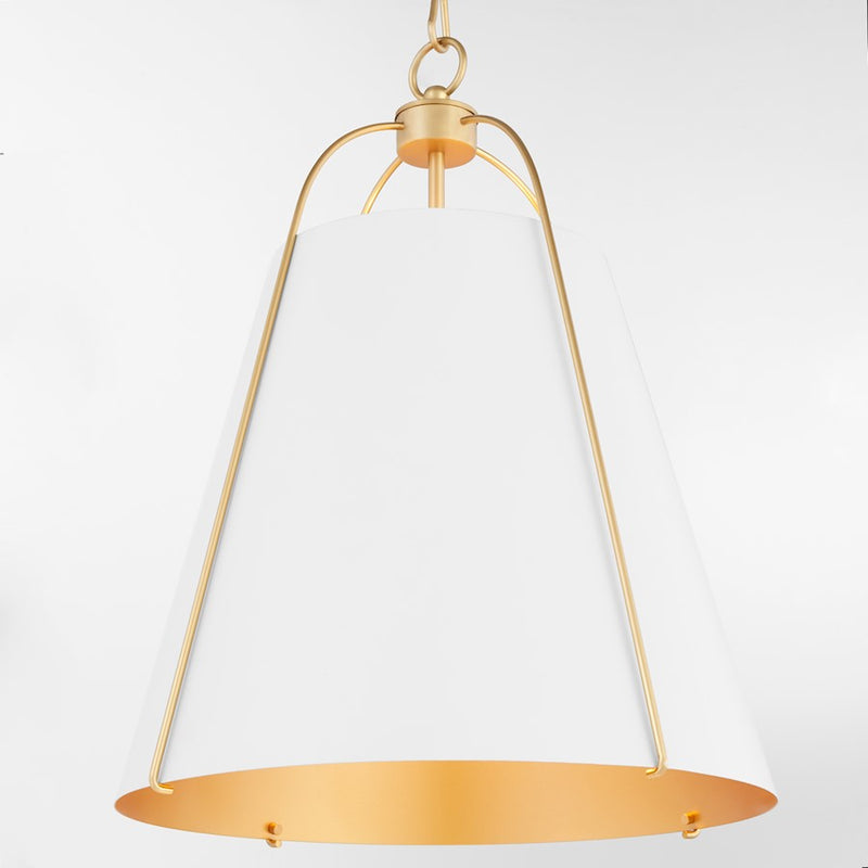 Quorum Ellen 3Lt 18" Pendant, Studio White/Aged Brass