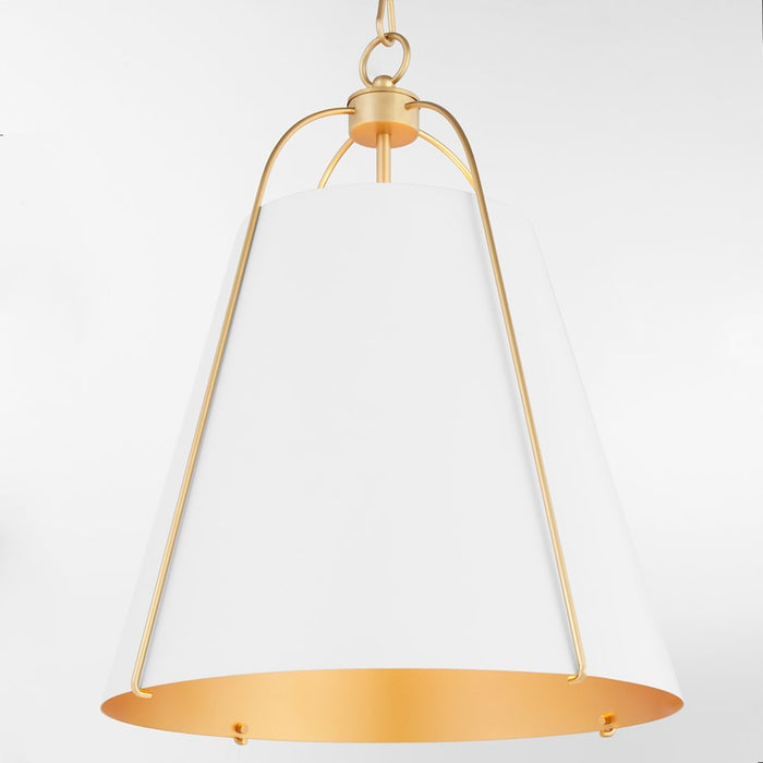 Quorum Ellen 3Lt 18" Pendant, Studio White/Aged Brass