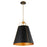 Quorum Ellen 3Lt 18" Pendant, Matte Black/Aged Brass