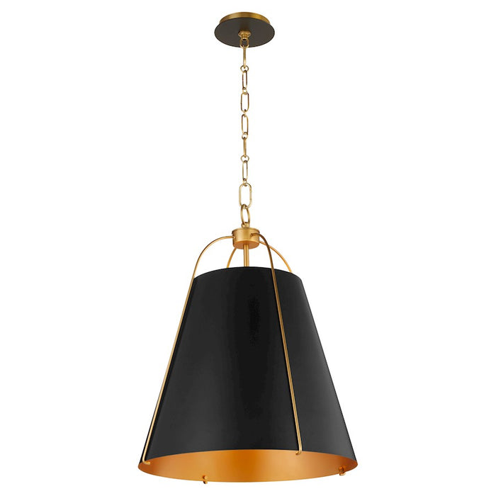 Quorum Ellen 3Lt 18" Pendant, Matte Black/Aged Brass