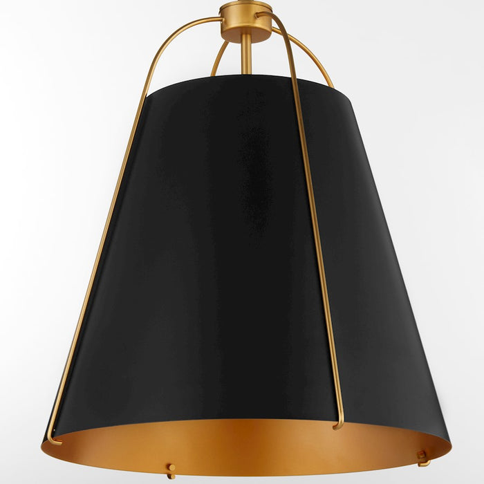Quorum Ellen 3Lt 18" Pendant, Matte Black/Aged Brass