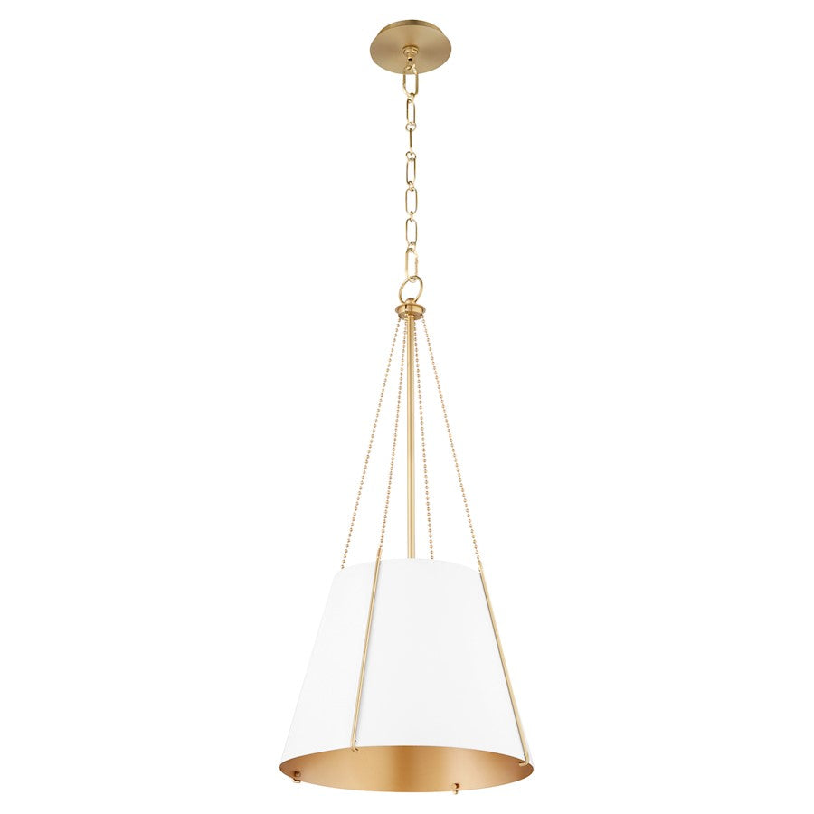 Quorum Denise 15" Pendant, Studio White/Aged Brass - 862-1-0880