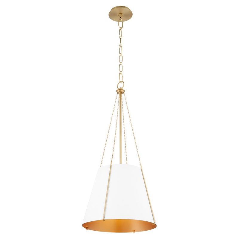 Quorum Denise 15" Pendant, Studio White/Aged Brass