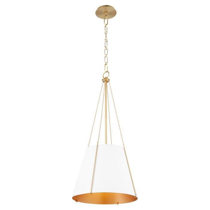 Quorum Denise 15" Pendant, Studio White/Aged Brass