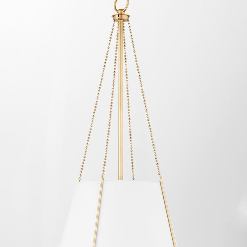 Quorum Denise 15" Pendant, Studio White/Aged Brass