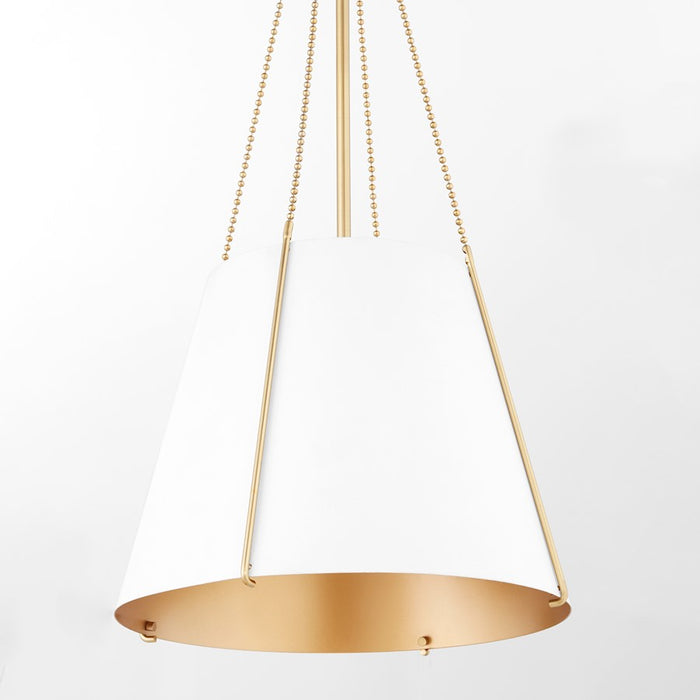 Quorum Denise 15" Pendant, Studio White/Aged Brass