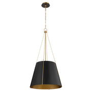 Quorum Denise 18" Pendant, Matte Black/Aged Brass - 862-3-5980