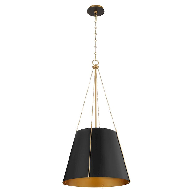Quorum Denise 18" Pendant, Matte Black/Aged Brass