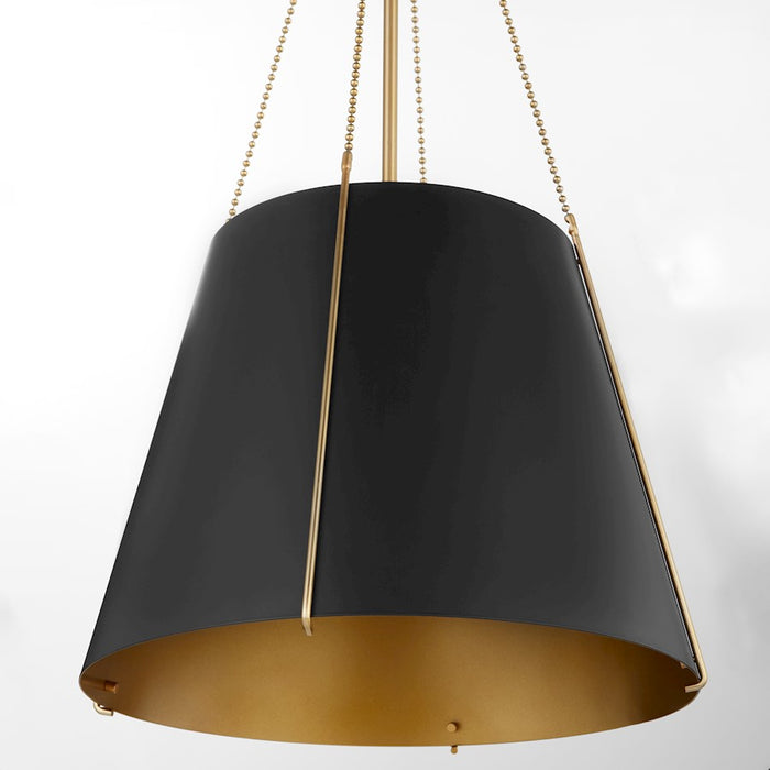 Quorum Denise 18" Pendant, Matte Black/Aged Brass