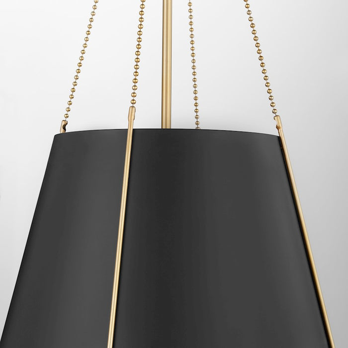 Quorum Denise 18" Pendant, Matte Black/Aged Brass